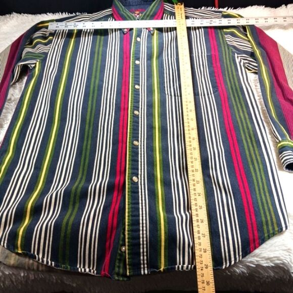 Vintage 90’s Ivy Crew Classics Green Stripe Long Sleeve Button Down Top Men’s L. - Picture 7 of 9